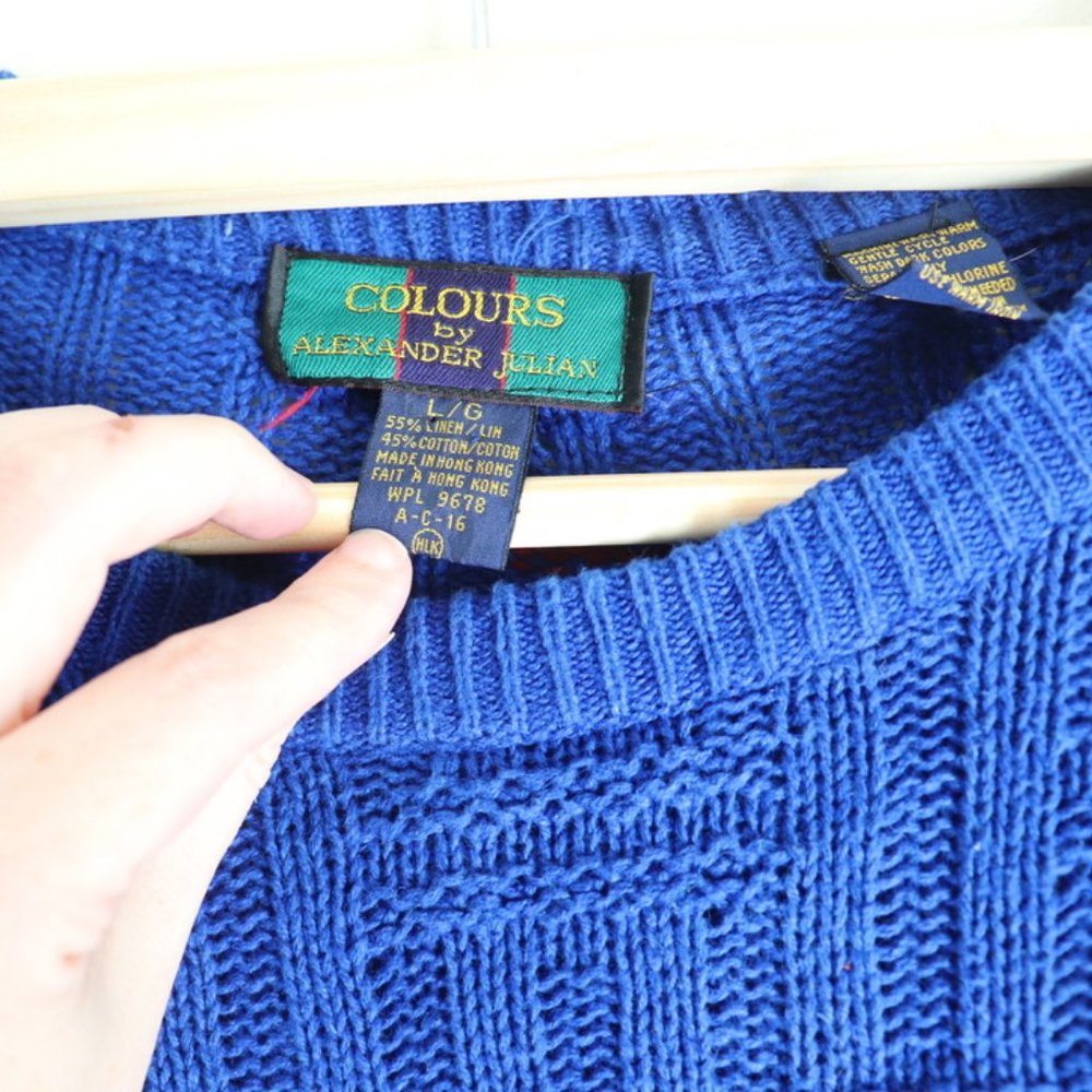 Colours by Alexander Julian 3D VTG 90’s Multicolor Cosby Men’s Sweater Size L - Picture 3 of 4
